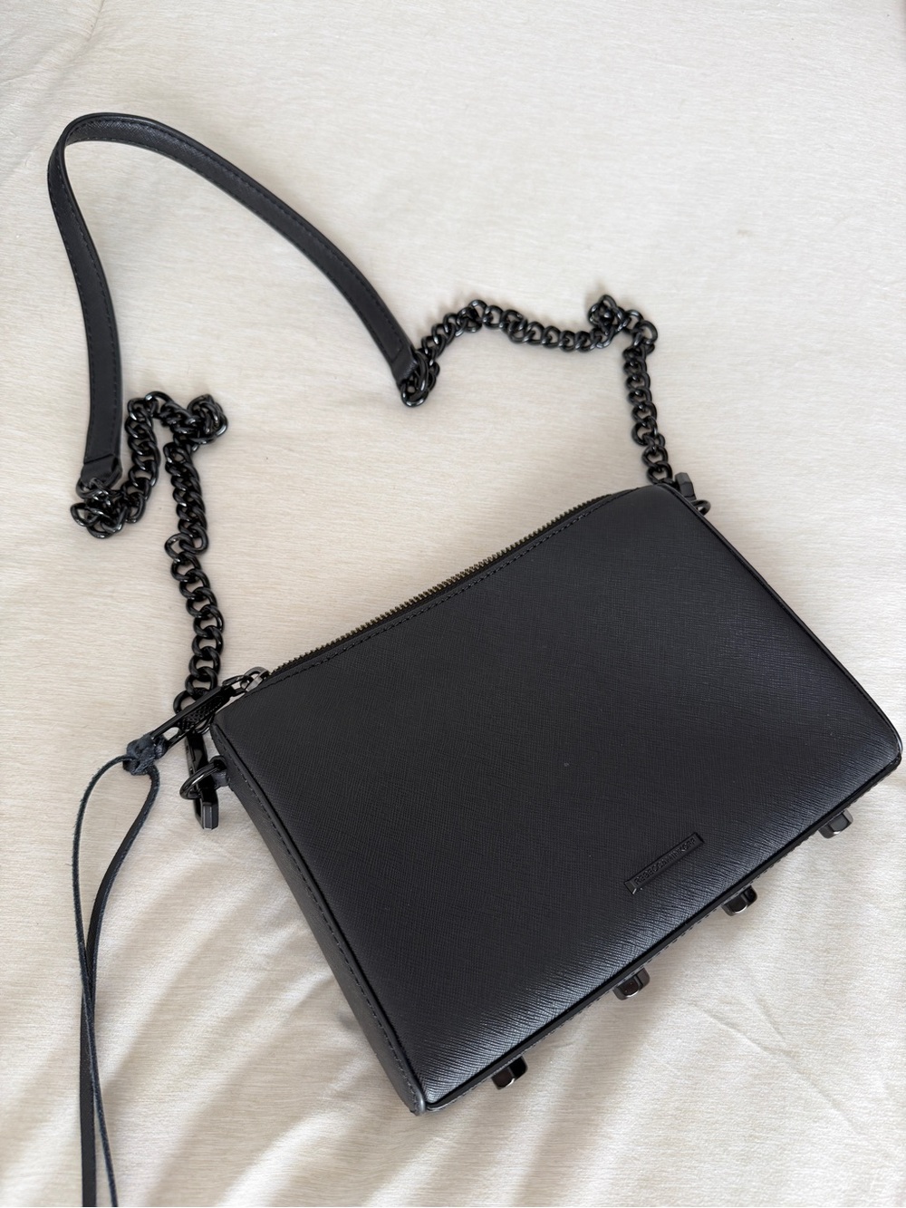 Rebecca Minkoff Black Leather Crossbody with Chain Strap